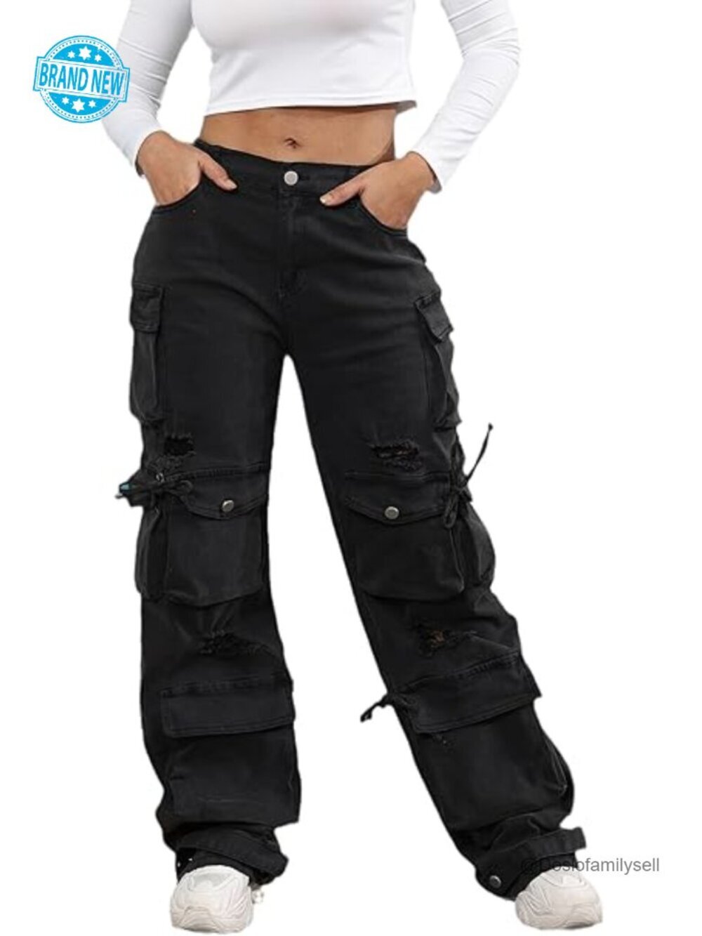 High Waist Baggy Y2K Cargo Jeans with Pockets Streetwear